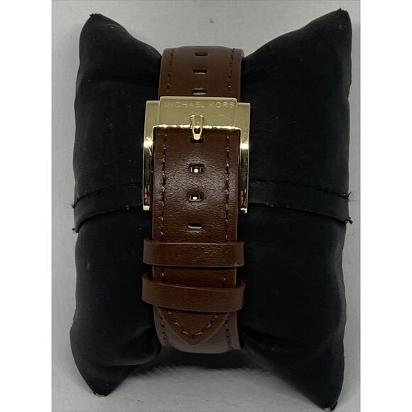 Michael Kors MK6351 Women's Brown Leather Analog Gold Dial Quartz Watch WO659 - Picture 6 of 12